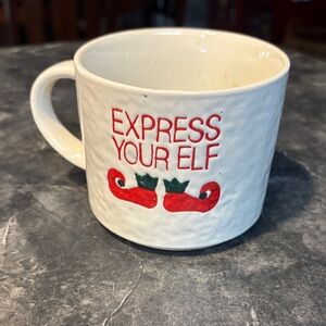 Crate&Barrel Express Your Elf Mug - Red and Green